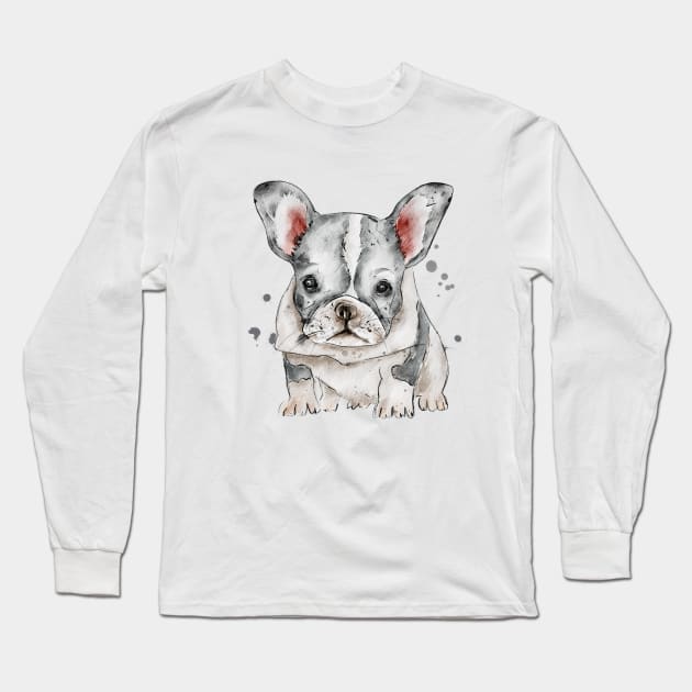 french bulldog dog Long Sleeve T-Shirt by HJstudioDesigns